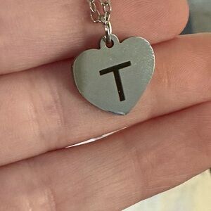 Silver Heart Initial Pendant Necklace